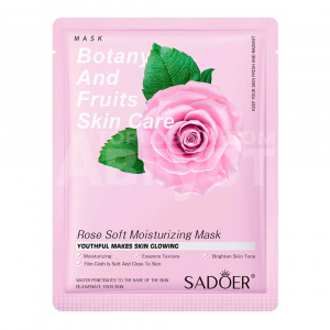Маска для лица Sadoer тканевая, с экстрактом розы, 25 г