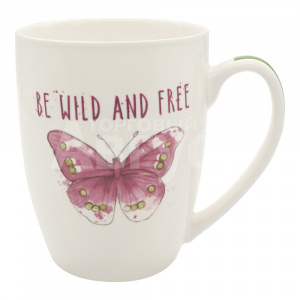 Кружка для чая и кофе Цветы,насек Be wild and free 320мл, керамика