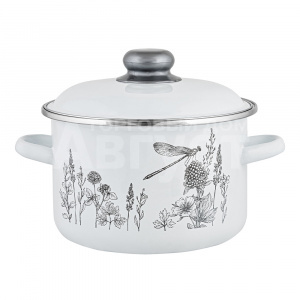 Кастрюля Appetite 1RD221M Flora-2, эмалированная, 5,5 л