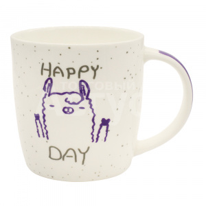 Кружка для чая и кофе с принтом Надписи Happy Day 320мл, керамика