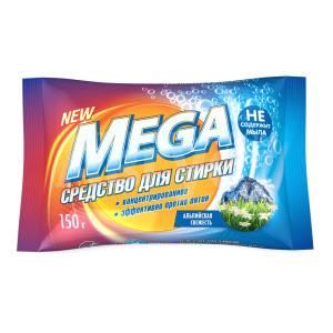 Средство для стирки MEGA Альпийская свежесть, твердое, для ручной стирки, 150 г