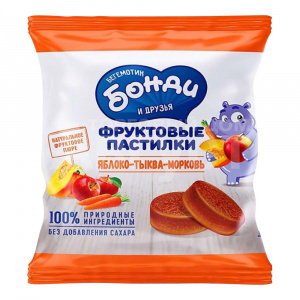 Фруктовые пастилки Бонди яблоко-тыква-морковь, 30 г