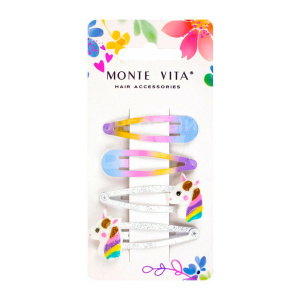 Зажим для волос 457090 Monte Vita, клик-клак, с декоративными элементами, в ассортименте, 4 шт