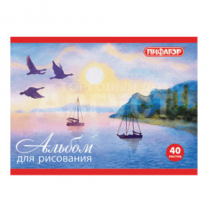 Альбом для рисования Пифагор 104873 Природа, 4 дизайна А5, 40 листов