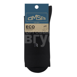Носки мужские Omsa ECO 406 с рисунком на паголенке Зиг-заг, размер 45-47, Nero