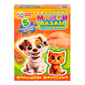 Пазл Умные игры 4630395034371 Домашние животные с глазками.5 пазлов,180х127х35мм, картон