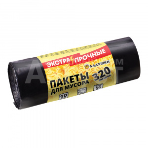Пакеты для мусора Ладушки экстрапрочные, двухслойные, 320 л, 10 шт