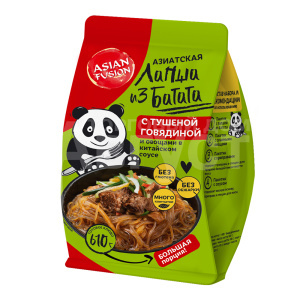 Лапша быстрого приготовления ASIAN FUSION Азиатская из батата с говядиной и овощами в соусе, 110 г