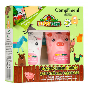 Набор подарочный для девочек Compliment kids happy farm №1163 (крем для лица рук и тела 150 мл + гель для душа 150 мл + магнит)
