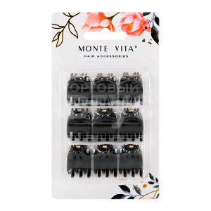 Краб для волос 457025 глянцевый, Monte Vita 1,5 см, в ассортименте, 9 шт