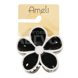 Краб для волос WAT25812-99 Ameli цветок черный 8х10,5х3,2