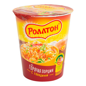 Лапша быстрого приготовления Роллтон Говядина, стакан, 70 г