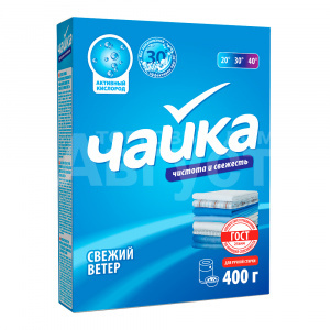 Стиральный порошок Чайка Свежий ветер, для ручной стирки, 400 г