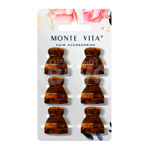 Краб для волос 457024 Monte Vita 2,7 см, в ассортименте, 6 шт