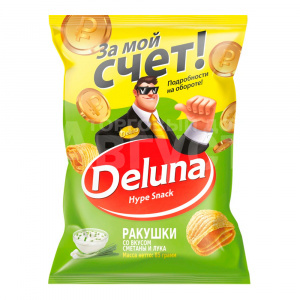 Чипсы Deluna кукурузные, со вкусом Сметаны и лука, 85 г