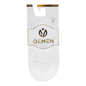 Подследники капроновые Oemen 8013 кружевные хлопк. подошва, силикон на пятке, размер 23-25, белый