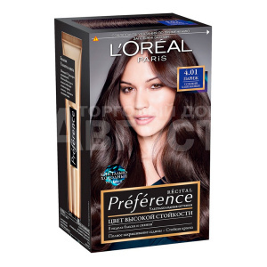 Краска для волос L'Oreal Preference Recital тон 4.01, париж глубокий каштановый