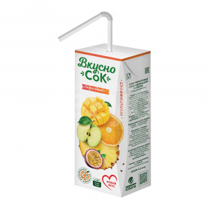 Сок ВкусноСок Мультифруктовый, сокосодержащий напиток, 0,2 л