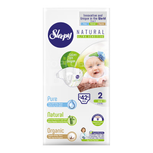 Подгузники Sleepy Natural Organic Baby Diaper Mini 3-6 кг, размер 2, 42 шт