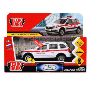 Машина GRANTACRS-12SLAMB-WH Технопарк Lada Granta Cross Скорая, инерционная, 12 см, металл
