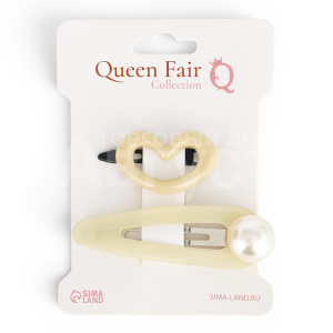 Набор для волос Queen Fair 10958301 Космея 2 заколки 7.5 и 4 см, бежевый