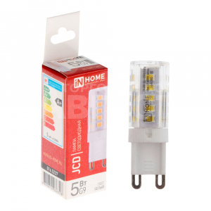 Лампа светодиодная IN HOME LED-JCD 5Вт 230В G9 4000К 480Лм, белый свет