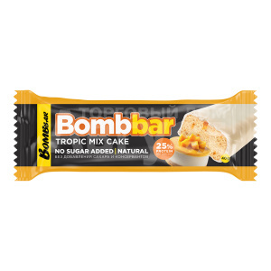 Батончик Bombbar протеиновый, торт, тропический микс, глазированный, 40 г