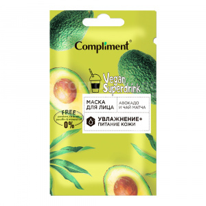 Маска для лица Compliment Vegan Superdrink Авокадо и чай матча, саше, 15 мл