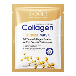 Маска для лица Sadoer тканевая Антивозрастная с колагеном, 25 г