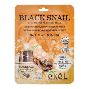 Маска для лица Ekel BLACK SNAIL Ultra Hydrating Essence Mask тканевая, с муцином черной улитки, 25 г
