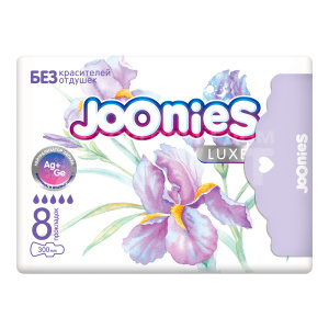 Прокладки гигиенические JOONIES LUXE ночные, с крылышками, 8 шт