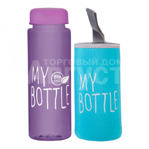 Бутылка для воды "My Bottle" матовая с термочехлом 500мл, цвет фиолетовый, голубой