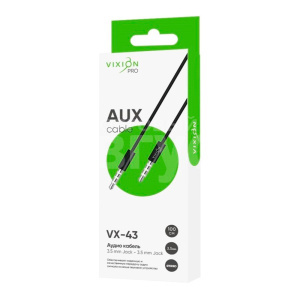 Кабель Vixion AUX Jack-Jack 3,5мм VX-43 PRO, черный, 1 м