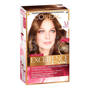 Краска для волос L'Oreal Excellence Creme тон 5.3, светло-каштановый золотистый