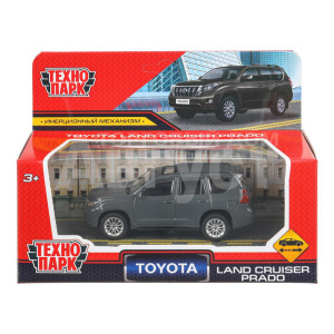 Машина PRADO-11-GY Технопарк Toyota Land Cruiser Prado, инерционная, 10,5 см, металл, цвет: мокрый асфальт