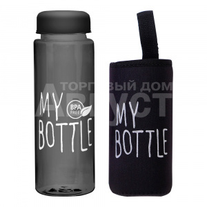 Бутылка для воды "My Bottle" матовая с термочехлом 500мл, цвет черный