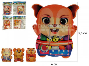 Игрушка 49560 пятнашки мини, Звери, 4*5,5см, в пакете, в ассортименте