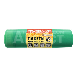 Пакеты для мусора Ладушки экстрапрочные с завязками 60л 20шт