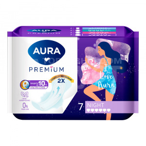 Прокладки гигиенические Aura Premium Night, 7 шт