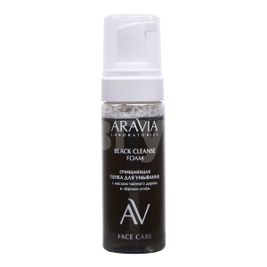 Пенка для умывания ARAVIA Laboratories Black Cleanse Foam Очищающая с маслом чайного дерева и чёрным углём, 150 мл