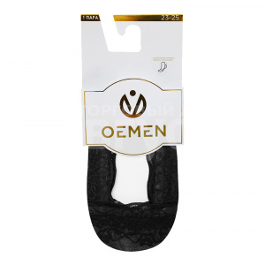 Подследники капроновые Oemen 8013 кружевные хлопк. подошва, силикон на пятке, размер 23-25, черный