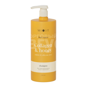 Шампунь для волос Mixit Hair Expert Collagen & Honey Sulfate-free Shampoo с морским коллагеном и экстрактом меда, 1 л