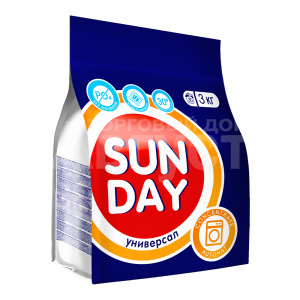 Стиральный порошок Sunday Universal для белого белья, автомат, 3 кг