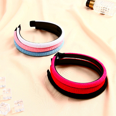 Ободок для волос Queen Fair5321342 Космея,пластик,текстиль 1,5 см, микс
