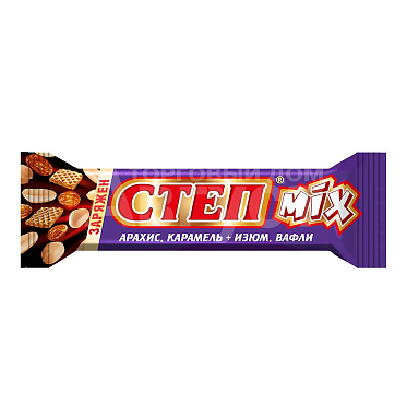 Шоколадный батончик Славянка Степ Mix, арахис,карамель+изюм,вафли, 40 г