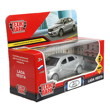 Машина VESTA-12-GR Технопарк Lada Vesta, двери открываются, 11,5 см, металл, цвет: серый