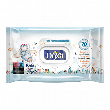 Салфетки влажные детские DOXA Голубые, 70 шт