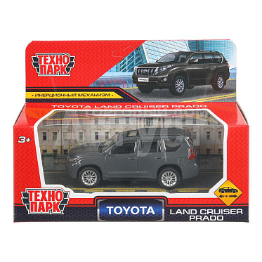 Машина PRADO-11-GY Технопарк Toyota Land Cruiser Prado, инерционная, 10,5 см, металл, цвет: мокрый асфальт