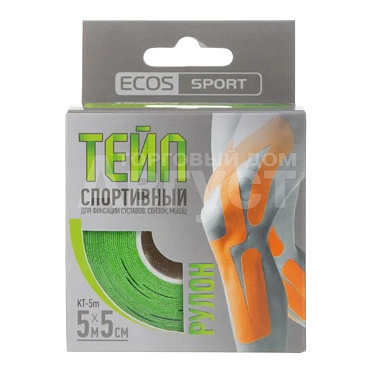 Тейп Ecos 5189 спортивный, 5 метров в рулоне микс
