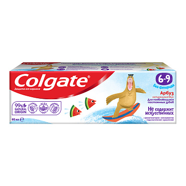 Зубная паста Colgate детская Арбуз, без фторида, 6-9 лет, 60 мл